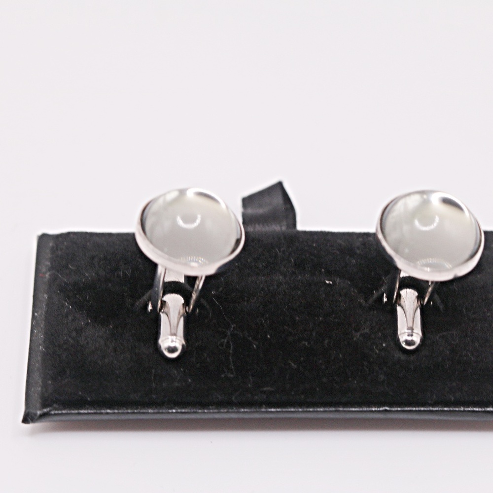 Lalique Sterling Silver Clear Crystal Cufflinks